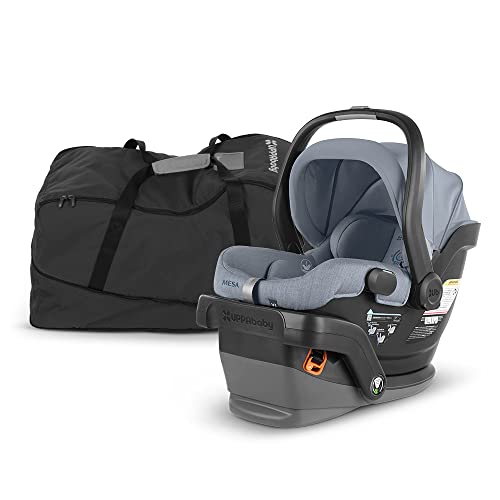 Mesa V2 Infant Car Seat – Gregory – Blue Melange | Merino Wool + Travel Bag for Mesa (All Models)