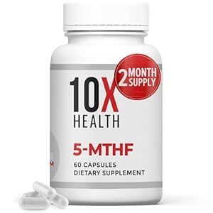 10X Health 5 MTHF Supplement – Methylated Multivitamin with Methylfolate & Magnesium for Brain, Heart Health, DNA & Neurotransmitter Synthesis – Bioavailable 5-MTHF Supplement – 60 Capsules