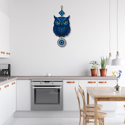 Image of GiftOday Owl Shape Wooden Wall Hanging For Home & Kitchen Decor | Evil Eye Decoration Livingroom, Bedroom | Modern Artwork | Designer Mdf Item | Wall Hanging Ornament Door Decorative (18 x 30 CM)