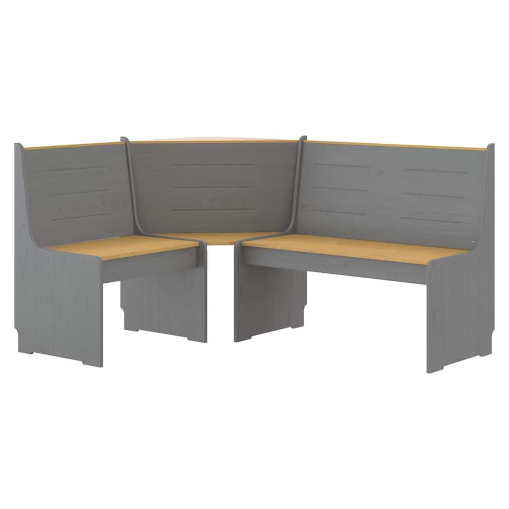 vidaXL Solid Wood Pine Corner Bench - Honey Brown/Grey, Versatile Seating Piece with Backrest, Flexible Left/Right Assembly, for Living Room/Dining Room