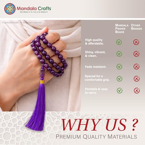 Image of Mandala Crafts Tasbih Muslim Prayer Beads 99 for Men & Women - Islamic Rosary Misbaha Tasbeeh Sibha - Zikr Dhikr Subha Beads for Ramadan Eid Gift