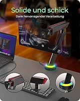 ICY BOX Gaming Monitor Halterung mit RGB für 1 Monitor bis 32 Zoll (bis zu 8kg, VESA 75x75/100x100), Integrierter Hub, 2X USB 3.0, Mikrofon-/Kopfhöreranschluss – Ansicht 5