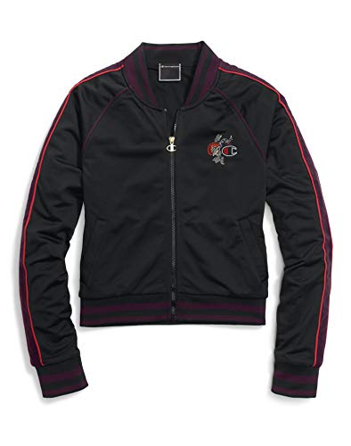 Champion LIFE Women's Track Jacket, Black/Dark Berry Purple, Large