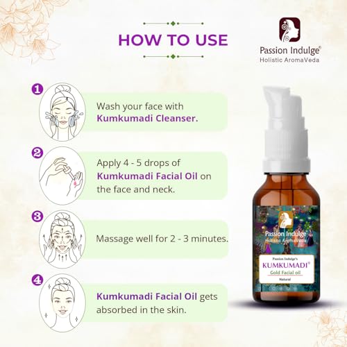 Image of Passion Indulge Kumkumadi Tailam Face Oil for Glowing Skin 10ml | Dark Spot Corrector & Skin Brightening Serum | Kumkumadi Tailam with Saffron & 16 Ayurvedic Herbs | Reduces Pigmentation, Blemishes & Dull Skin Face Serum