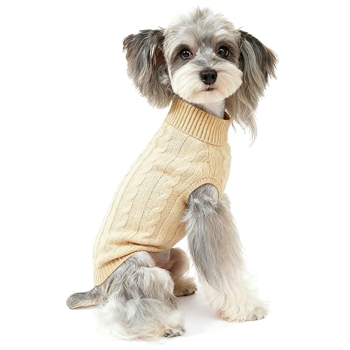 Image of Dog Sweater Soft Warm Turtleneck Knitted Clothes for Small Medium Large Pet