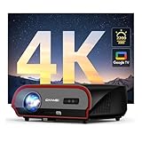 2200 ANSI 4K Smart Projector Google TV Wireless Ultra-Bright Home Theater Projector WiFi6 Bluetooth, 38W Speaker Dolby Audio, Voice Assistant, HDR10 HDMI ARC NFC for Outdoor Movie
