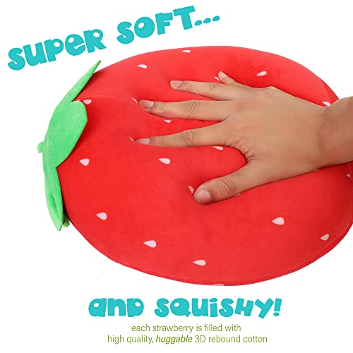 Benben Strawberry Plush Pillow, Set Of 3, 12'', 7'' And 6'', Squishy Fruit Stuffed Plushies, Soft Hugging Cushion For Girls, Home Decorations, Easter Gifts #TOP2