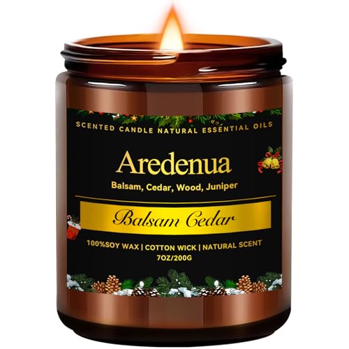 Balsam Cedar Candle | Natural Cedar Scented Candles - Long Lasting Forest Tree Pine Scent - 7 oz Soy Candles for Home Scented Candle Gifts - Clean Natural Fragrance for Fresh & Relaxation