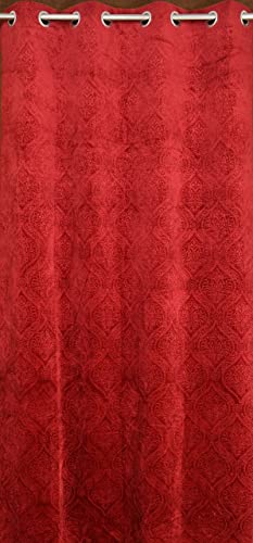 Image of Fabrilia Velvet Eyelet Door Curtain 7 feet for Living Room /Bedroom, Maroon, Pack of 1 Piece