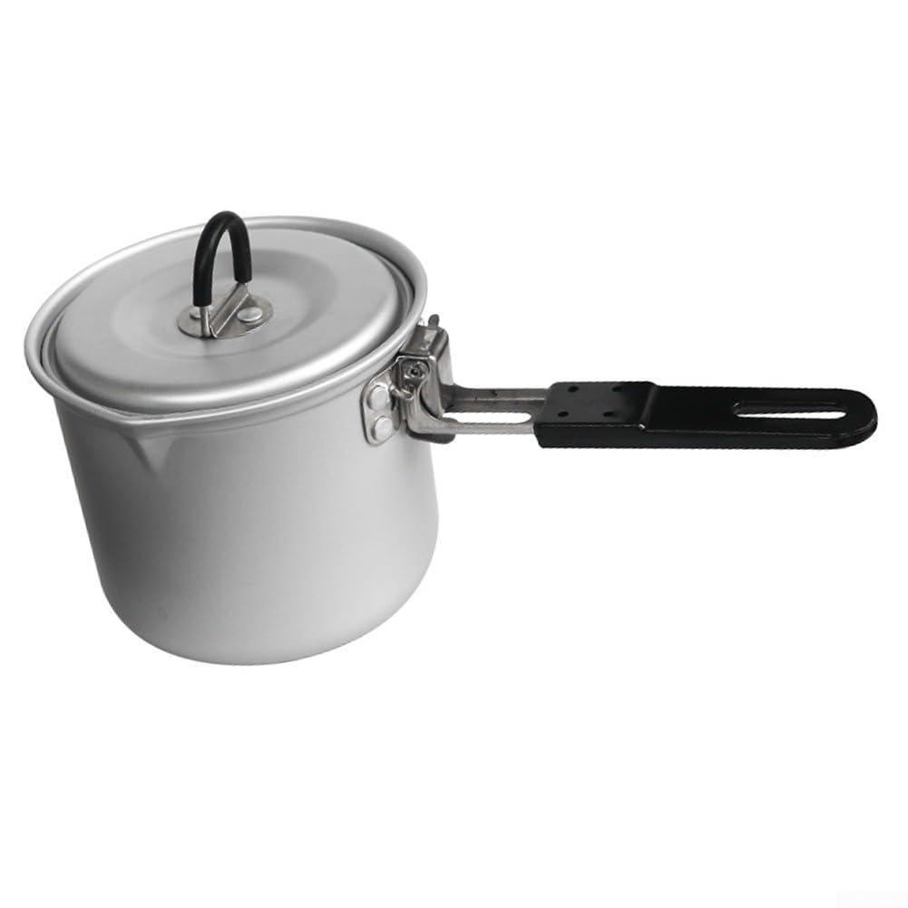 Olla de leche con tapa y un mango plegable desmontable para preparar sopas, fideos, leche, comidas durante viajes de camping o senderismo