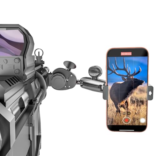 Kolasels Universal Phone Holder for Gun/Bow [Portable Lightweight] Metal Adjusting Arm Crossbow Gun Scope Phone Mount Clamp for iPhone 17 Pro Max 16 15 14 Plus Android Smartphone Hunting Phone Mount