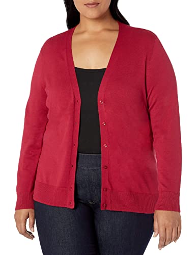 Image of Amazon Essentials Women's Lightweight V-Neck Cardigan Sweater (Available in Plus Size), Red, XX-Large (Pack of 2)