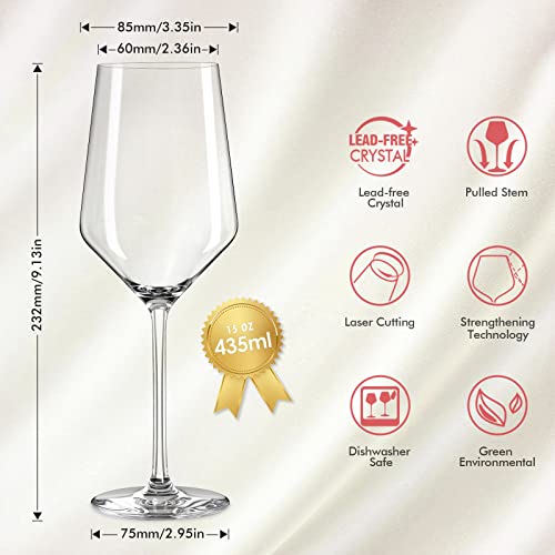 Onearf Wine Glasses Set Of 4,15Oz Hand Blown White And Red Wine Glasses.lead-Free Premium Crystal Clear Glass Burgundy Boardeaux Wine Glass Set For Daily Use Wedding Anniversary Or Birthday Gift #TOP2