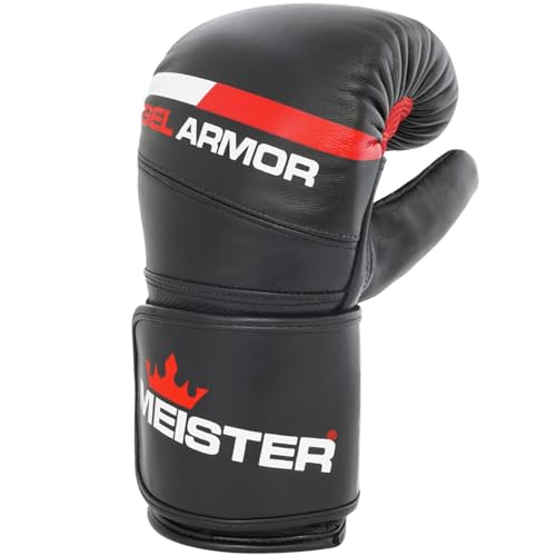 Meister Gel Armor Full-Grain Cowhide Leather Bag Mitts w/Wrist Support - Black - Small/Medium (14oz), Small / Medium (14oz) - Image 2