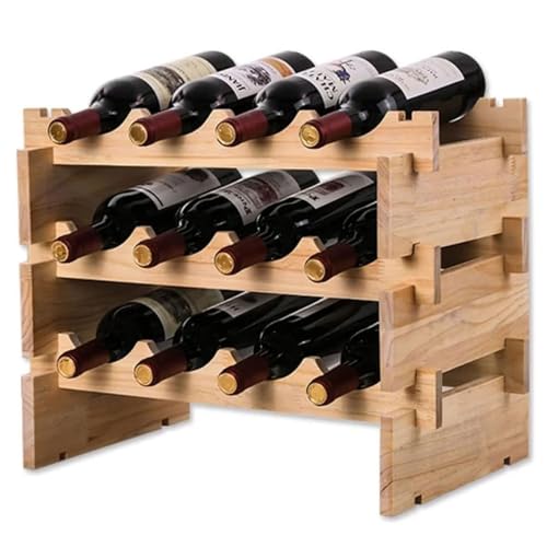Soporte para botellas de vino de madera 3 niveles miniatura 1