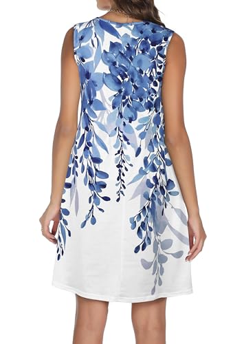 Image of Summer Dresses for Women 2026 Casual Sleeveless Sundress Floral Loose Fit Beach Cover Up with Pocket