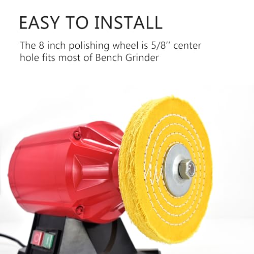Image of SCOTTCHEN Polishing Wheel for Bench Grinder Buffing Wheel 8 inch White (70 Ply) & Yellow (42 Ply) for Buffer Polisher with 5 /8 Inch Arbor Hole 2 PCS