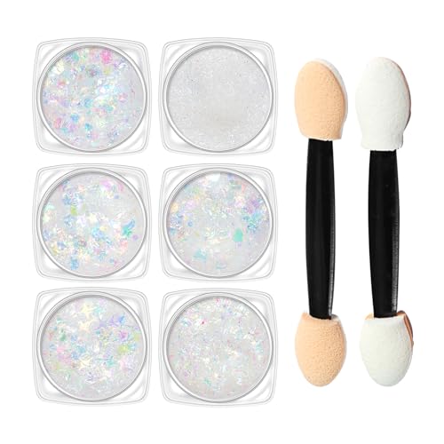 Cara de purpurina para festival, 6 unidades, color blanco, gel de purpurina, lentejuelas de sirena, lentejuelas, pelo, labios, uñas, accesorios de festival, accesorios para carnaval, maquillaje Cara de purpurina para festival, 6 unidades, color blanco, gel de purpurina, lentejuelas de sirena, lentejuelas, pelo, labios, uñas, accesorios de festival, accesorios para carnaval, maquillaje