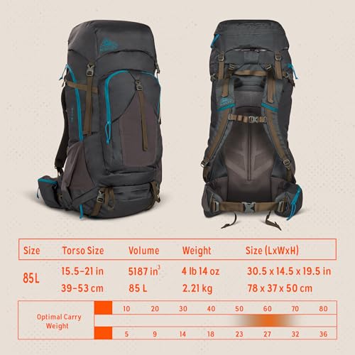 Image of Kelty Asher Backpack, Daypack to Multi-Day Backpacking Capacity, Hiking, Lightweight Travel Pack, Internal Frame (85L Beluga)