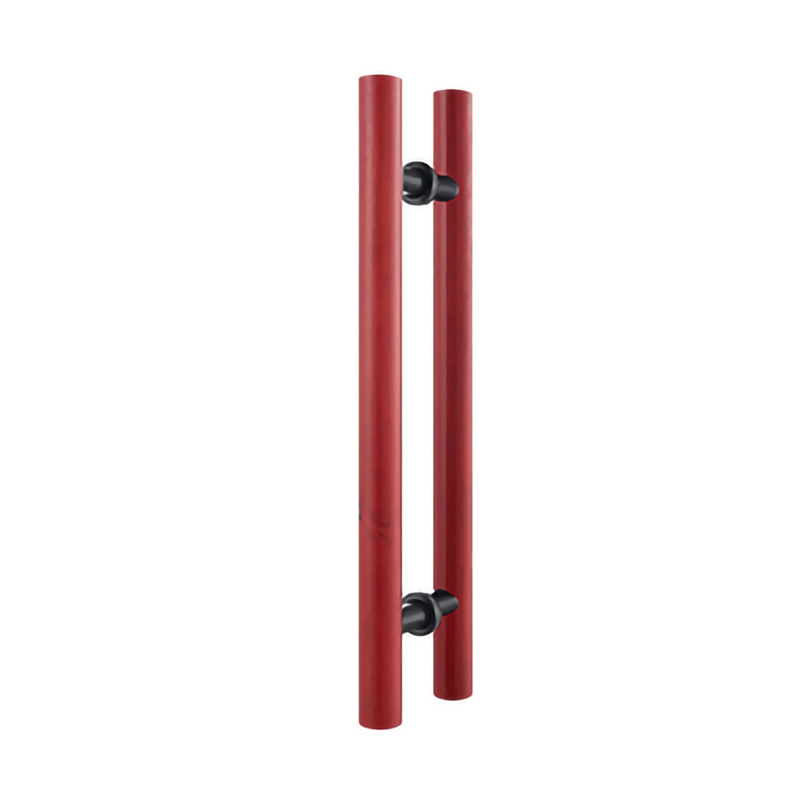 Poignée de porte en bois rouge et chrome poli miroir pour accès prestigieux 80x50 cm