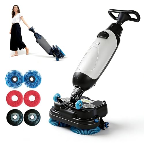 HCAUYNN 17' Commercial Floor Scrubber Machine, Double Brush Disc – Multi-Functional Floor Buffer, 17' Washing Width, 1 Gal Tank, 13000 sqft Capacity for Tile...