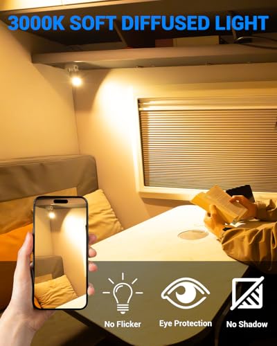 SUPAREE LED Leuchte 12v Wohnmobil Dimmbar 12 Volt LED Lampen Wohnmobil Wohnmobil Leselampe 12 Volt mit USB + USB C Ladeanschluss 3000K Touch Schalter für Camper Van Caravan Boat Yacht 1 Stück