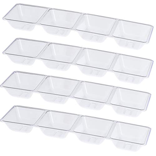 Plasticpro 4 Sectional Rectangle Plastic Disposable Serving Tray/Platter 5 X 16 Clear Pack Of 4 #TOP10