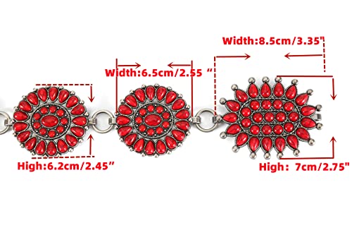 Cnbome Women's Western Cowgirl Turquoise Stone Concho Metal Chain Belt 4 Sizes S/M/L/Xl (Ivory, Medium) #TOP3