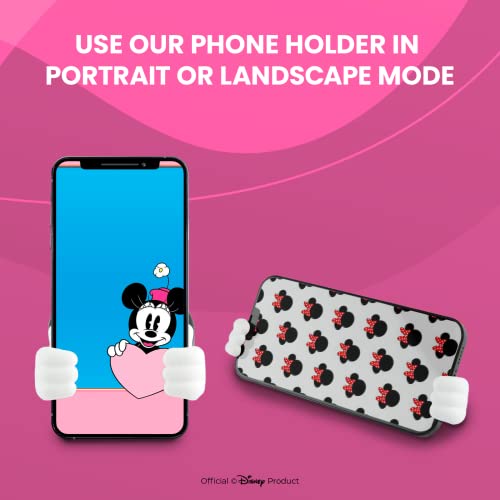 Disney Minnie Mouse Hands Cell Phone Holder With Bonus Decal Sticker- Cute Cell Phone Stand For Desk Home/Office-Universal Desk Phone Stand Compatible With Android/Iphone And More- White Minnie Decal #TOP1