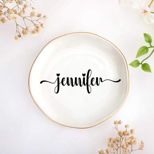 Jennifer-Jewelry-Holder-Gifts-for-Women-Personalized-Name-Jewelry-Ring-Dish-Bridesmaid-Bride-Gifts-for-Wedding-Day-Anniversary-Day-Valentines-Day-Birthday-Gifts-for-Her-Women-Wife-Girlfriends-Mom