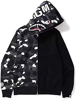 Men's Shark Hoodie,Cotton Material Shark Jaw Jacket Ape Camo ​Full Zip Jacket Up