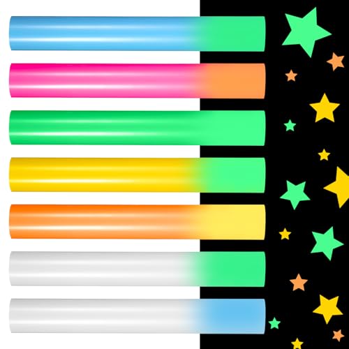 7 Stück Plotterfolie Textil für Cricut, Nachtleuchtende PU Transferfolie Plotter, Flexfolie Plotter Textil, T-Shirt DIY, Transferpapier zum Aufbügeln, 7 Farben 30,5x25cm