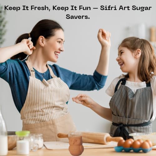 Image of Sifri 3D Brown Sugar Keeper 2-in-1 Set - Terracotta Clay Owl & Spoon Saver Softener - Cute Kitchen Storage & Freshness Holder for Sugar - Gift for Bakers (2, Owl and Spoon)