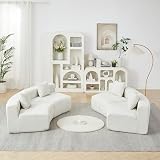 Generisch Geschwungenes Chenille Viersitzer Sofa Modul mit 2 Kissen