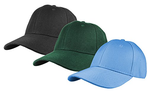 Image of Gelante Plain Baseball Cap Adjustable Back Strap 3 PC