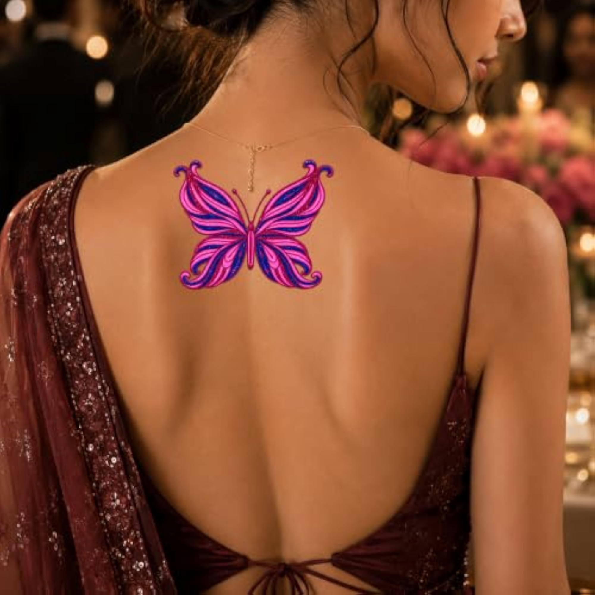 Multicolor Glitter Butterfly Temporary Tattoo Stickers