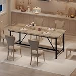 70.87" Industrial Rectangular Dining Table for 6-8 People – Durable Wood Kitchen Table with Steel Frame, Perfect for Kitchen and Dining Area, Easy to Assemble, Grey