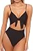 LEISUP Ladies Sexy Cut Out High Waist Strappy One Piece Tankini Swimsuit Black S