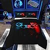 Erosebridal Gaming Comforter Set Twin Size for Boys Kids Game Room Decor Video Game Gamer Comforter Man Teens Bedroom Gamepad Bedding Set All Season,Black Blue Red #1