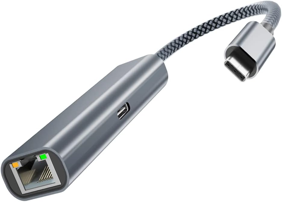 Itramax USB C Gigabit Ethernet Adapter with Charging Port,Thunderbolt 3 to RJ45 Network Socket with Type-C PD 60W Power Delivery for Chromecast Google TV,MacBook,Mac,iPad Air 5,Dell XPS