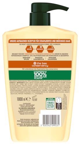 Garnier Wahre Schätze Reparierendes Shampoo Honig Schätze; XXL Format 1L, kräftigt und nährt strapaziertes und brüchiges Haar, 1000 ml