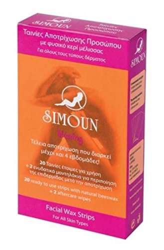 Simoun Facial Wax Strips 20 Count.