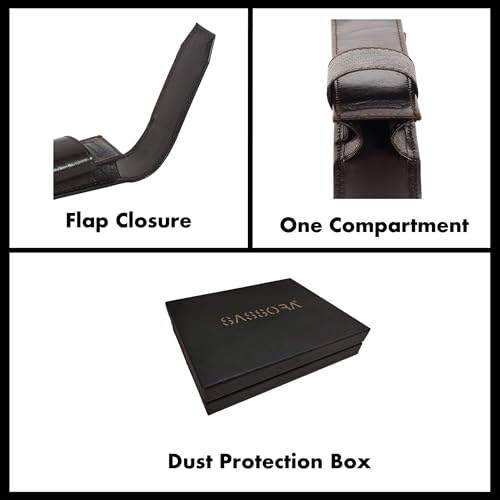 Image of Sassora Genuine Leather Pen Holder Case (Set of 1) (Dark Brown)