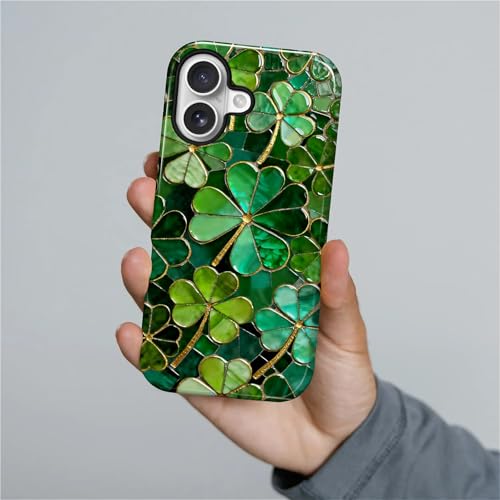 COTAIL Compatible with iPhone 17 Case, St Patricks Shamrock Mosaic Tiles Cover for Women Men, Shockproof Soft TPU and Hard PC Protective Phone Case for iPhone 17 - image 7