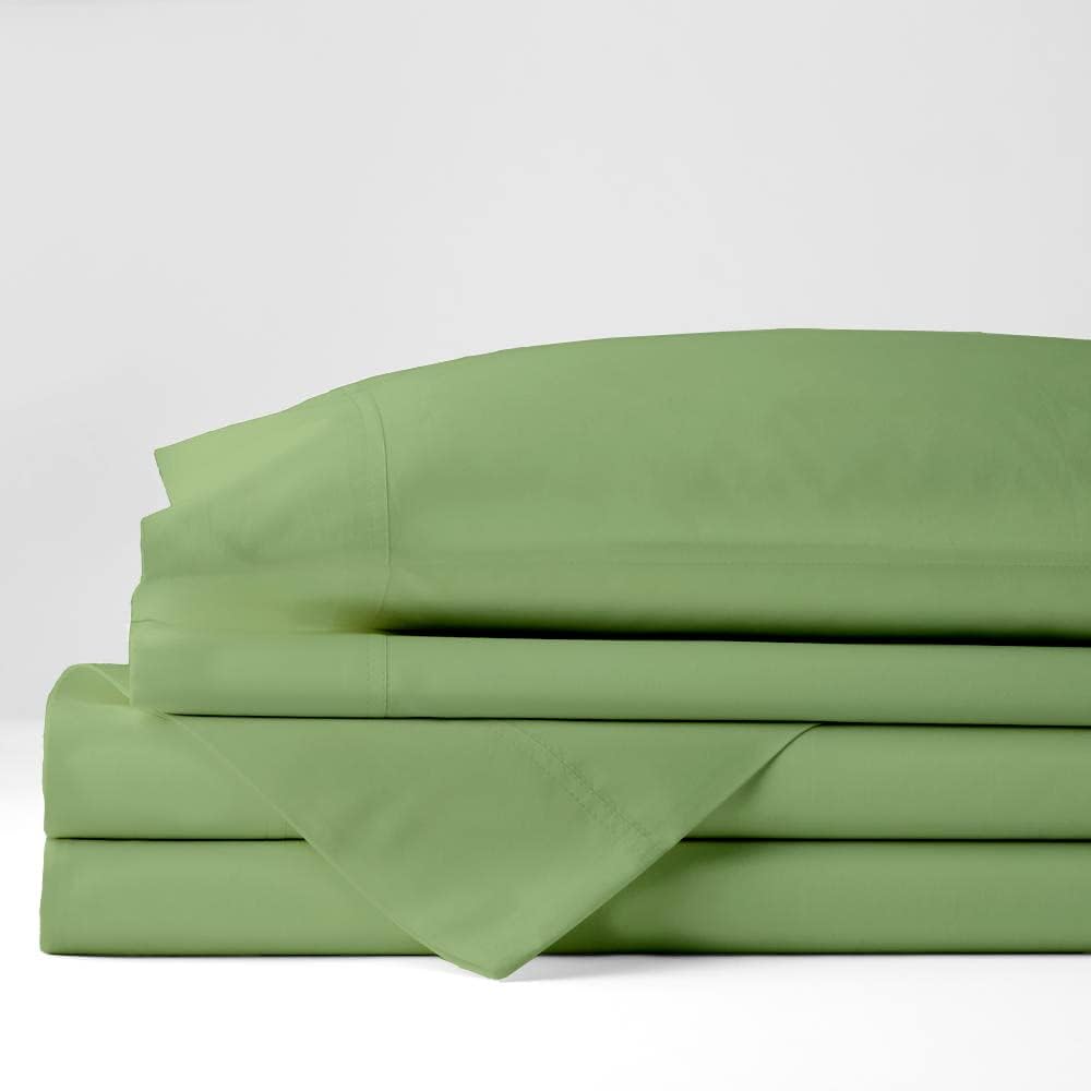 Full Sheet Set, 800-Thread Count 100% Egyptian Cotton 10-Inch Deep Pockets 4-Piece Bedsheet, Soft Breathable Sateen Weave Sustainable 800-TC Sheets - Sage