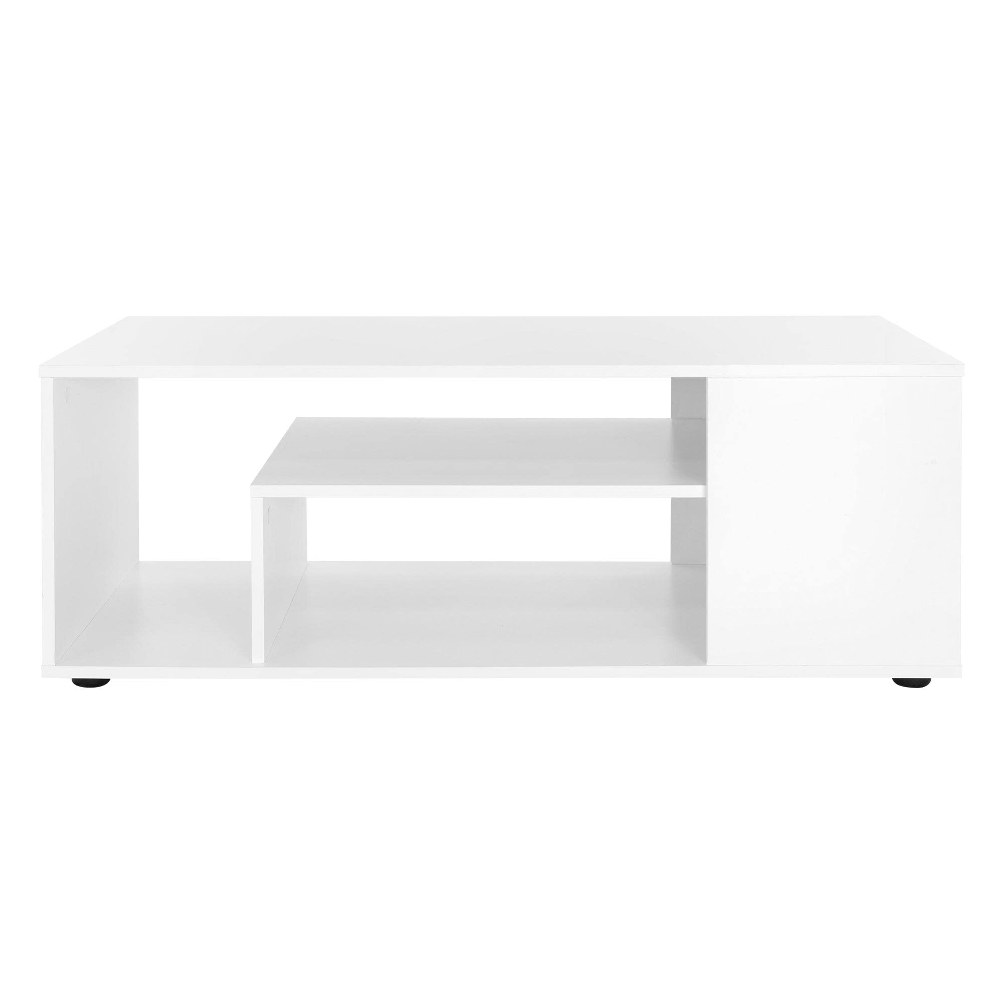 ML-Design Tavolino da caffè per Salotto 110 x 50 x 41 cm con Ripiani Tavolo da Divano Moderno con Spazio di Stoccaggio in Truciolato Rivestito Bianco Mobili da Soggiorno