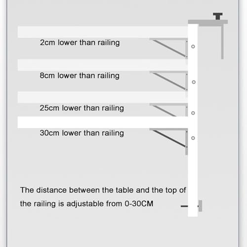 Table de balustrade noire pliable réglable : solution gain de place pour petit balcon