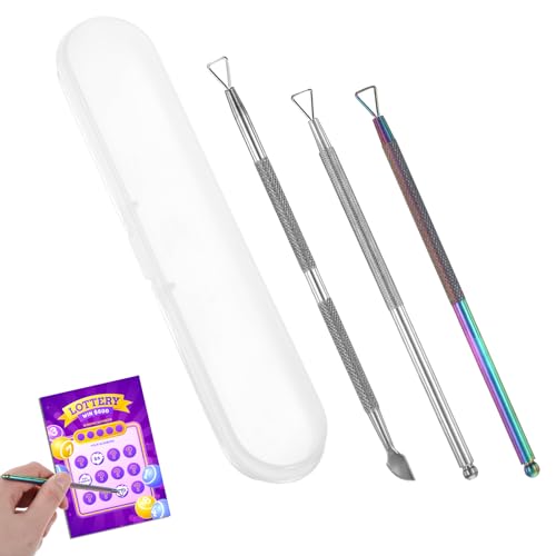 TIESOME Ferramenta de raspar loteria de metal, 3 peças, ferramenta para arranhar bilhetes de loteria
