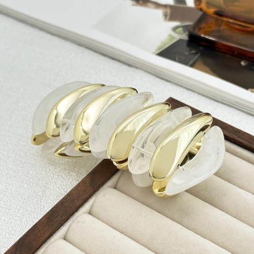 Image of MIFYNN Acrylic Chunky Bangle Bracelets for Women Stackable Stretch Resin Bracelet Minimalist Colorful Bangle Vintage Boho Chic Wristband Jewelry for Women