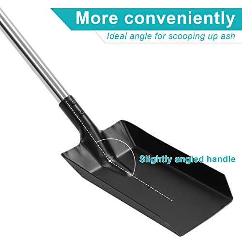 46” Long Fireplace Shovel - Extra Strength Wrought Iron - Ash Shovel For Wood Stove, Grill Or Fire Pit - Long Design For Keeping Hands From Heat Of Fire - Indoor/Outdoor Use(Silver) #TOP3